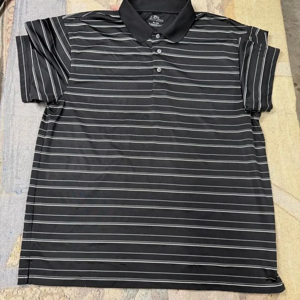 Pga-tour Men's Black and Grey Polo-shirts